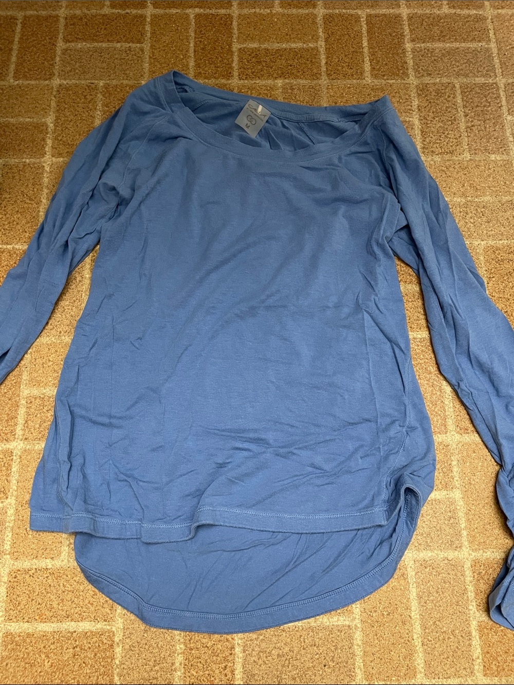 CALIA by Carrie Underwood Dusty Blue Long Sleeve Scoop Neck Top